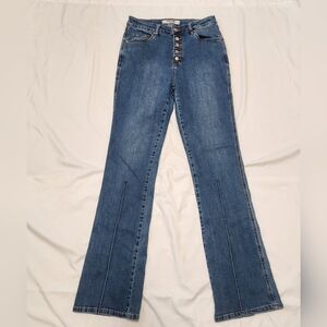 Rock & Roll Denim Women's - High Rise Button Fly Bootcut Jeans 31x36